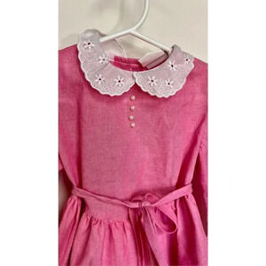 Vintage 80s Nannette Little Girls 4T Pink Easter Church Tutu Lace Dress